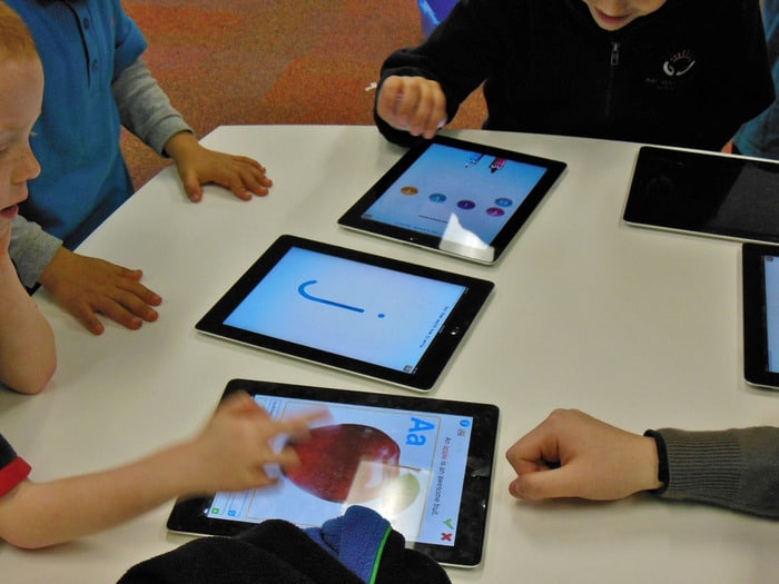 Students using their ipads in classroom