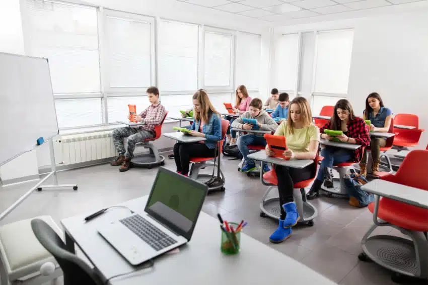 Students in the class using pad's for their class activities