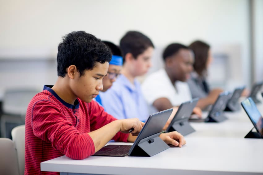 Students in the class using pad's for their class activities